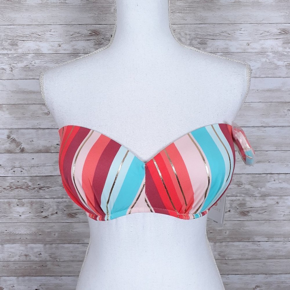 Shade & Shore Strapless Bikini Swim Suit Top Underwire 20A